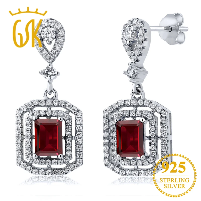 Серьги GemStoneKing для женщин 8 28 карат натуральный красный гранат из стерлингового