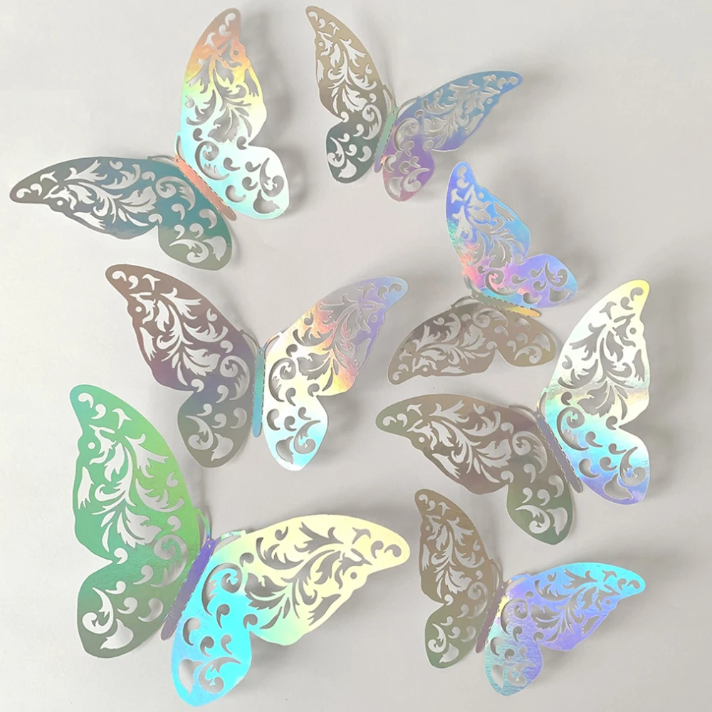 

144pcs/set Hollow 3D Butterfly Wall Sticker for Wedding Decor living room window Home Decor Gold silver Butterflies stickers