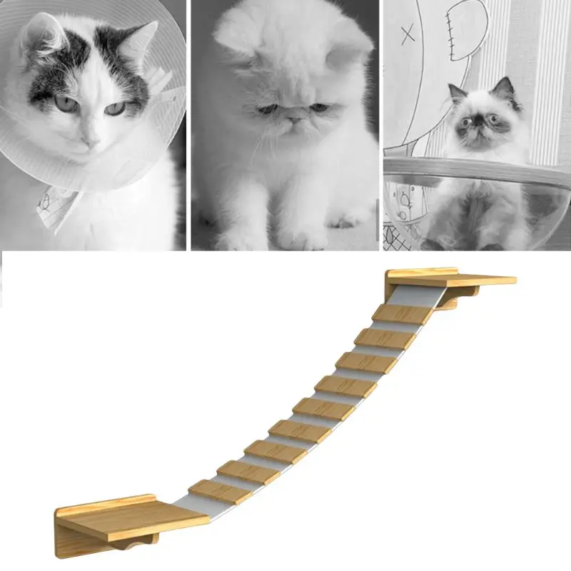 

Cat Climbing Frame Wood Kitten Jumping Platform Wall-mounted DIY Pet Furniture Play House Tree House