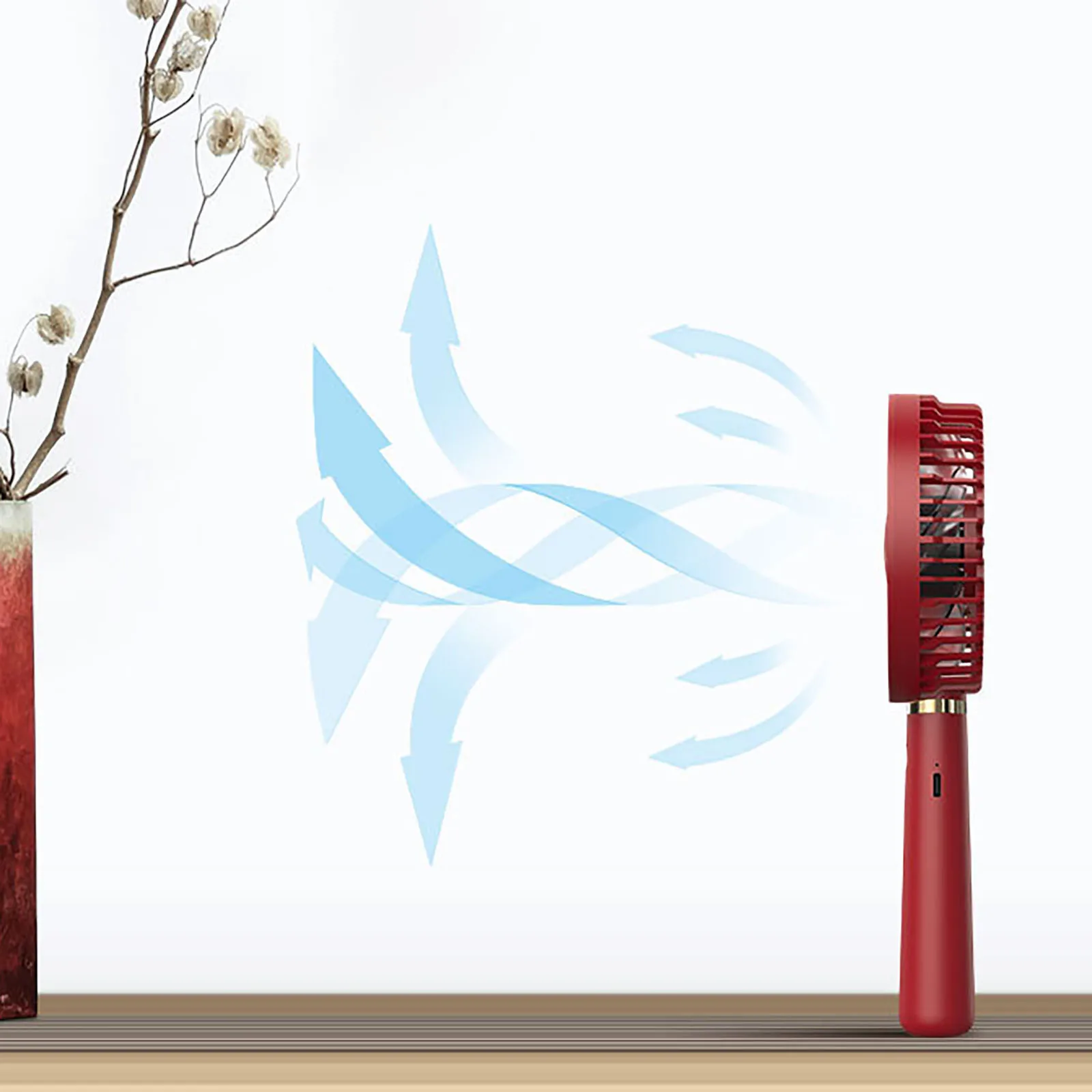

Chinese Style Mini Handheld Fan Summer Cooler Portable Fan Handheld USB Rechargeable Powerful Wind Desktop Quiet Fan #4