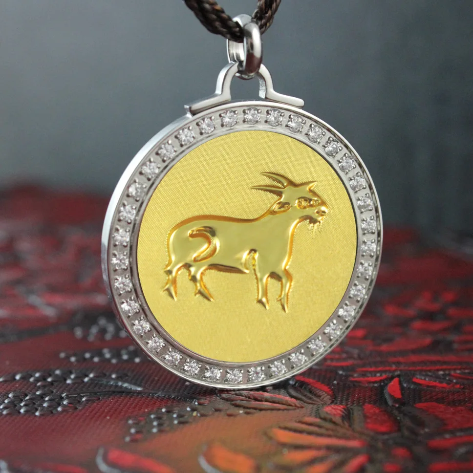 

Zodiac Sheep Far Infrared Titanium Steel Diamond Negative Ion Volcanic Stone Energy Pendant Anti Radiation Fatigue Pain