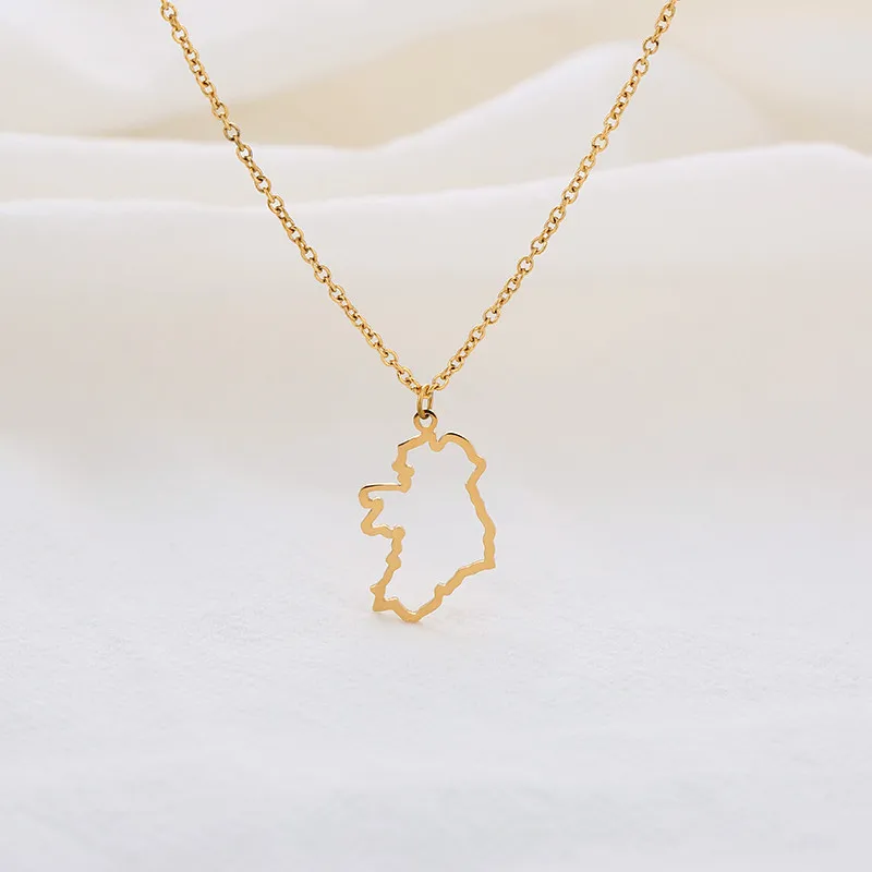 

Outline Republic of Ireland Map Necklace Continent Country Dublin Chain Necklaces for Motherland Hometown Female Ladies Party