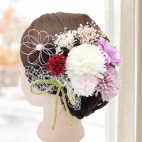 9pcsset artificial flower simple chrysanthemum u shaped hair pin hair clip hair bowknot artificial flower hair stick