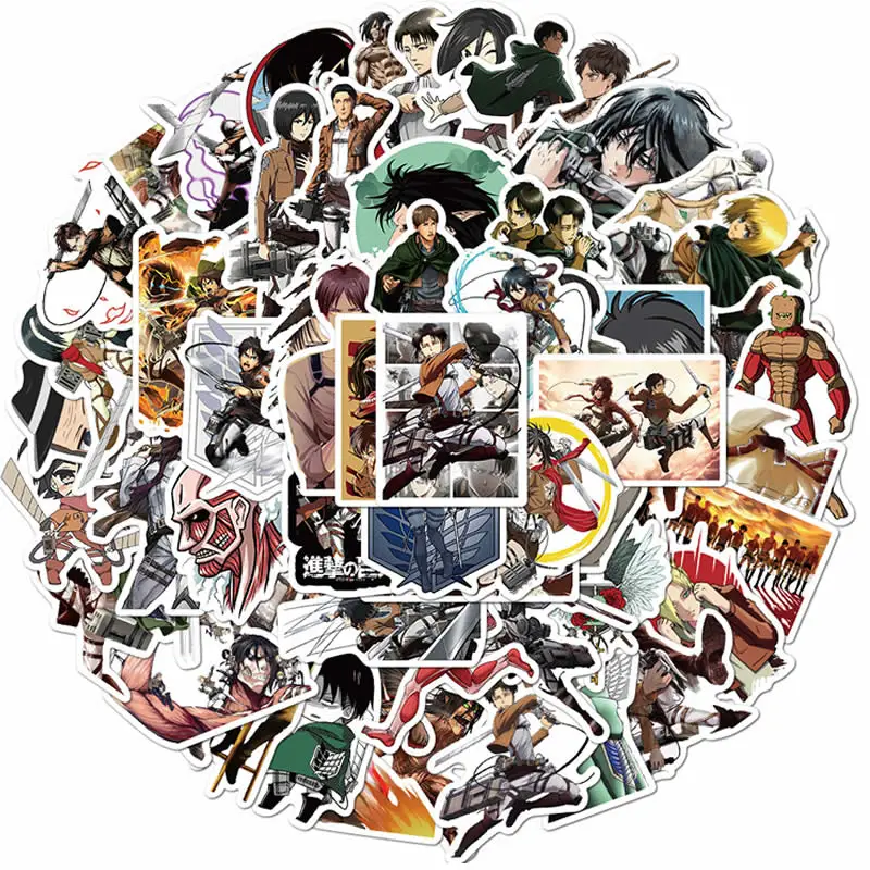 103050pcspack attack on titan anime stickers laptop guitar motorcycle luggage skateboard bicycle car stickers waterproof st free global shipping