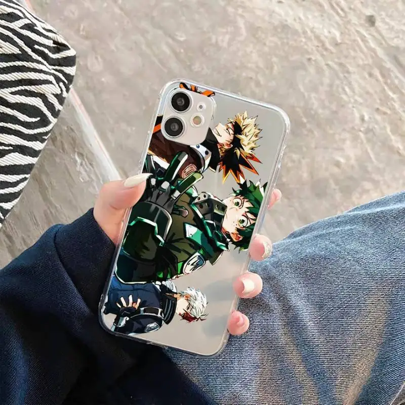 

Anime My Hero Academia deku Phone Case Transparent for iPhone 11 12 mini pro XS MAX 6 6S 8 7 Plus X 5S SE 2020 XR
