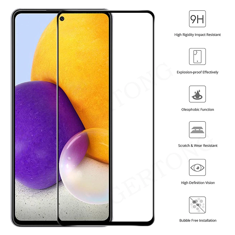 2Pcs Tempered Glass For SamSung Galaxy A72 52 A12 A32 4G/5G S21 S21 Plus S20 FE A72 A52 9D Screen Protector Full Protective Film