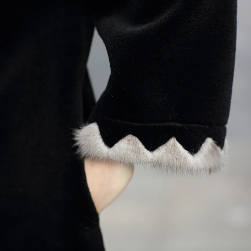 

Real Luxury New Wool 2021 Fur Coat Female Plus Size Sheep Shearing Coats Natural MInk Fur Trim Collar Long Winter Jacket Women