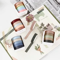 journamm 5pcs5m solid color bullet journaling adhesive tapes scrapbooking sticker masking tapes washi tape set stationery tapes