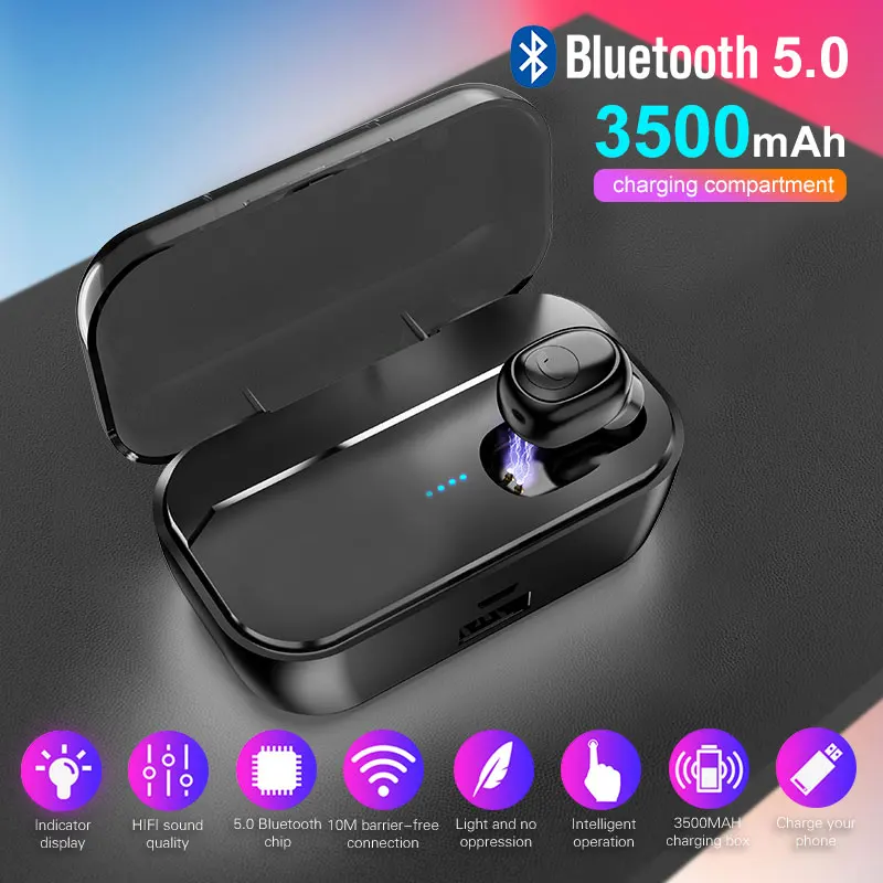 

Bluetooth Earphones 5.0 TWS Wireless driving Sport Noise Reduction Redial with Charging Box Single/Binaural Earpieces Stereo