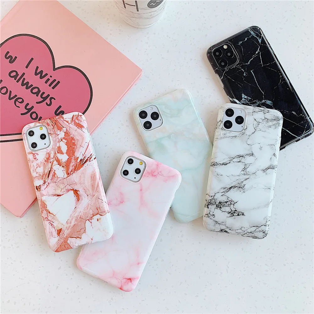 Мраморный чехол для Coque iphone 11 Pro Max X XR XS из мягкого ТПУ задняя крышка телефона