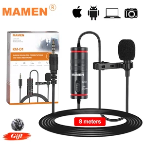 Петличный конденсаторный микрофон MAMEN, 8 м, 3,5 мм, для записи цифровых зеркальных камер Canon  iPhone