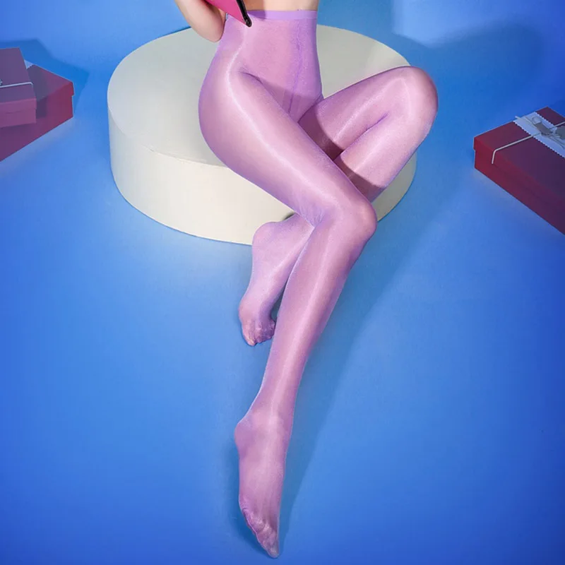 Женские сексуальные блестящие колготки с открытой промежностью высокой талией