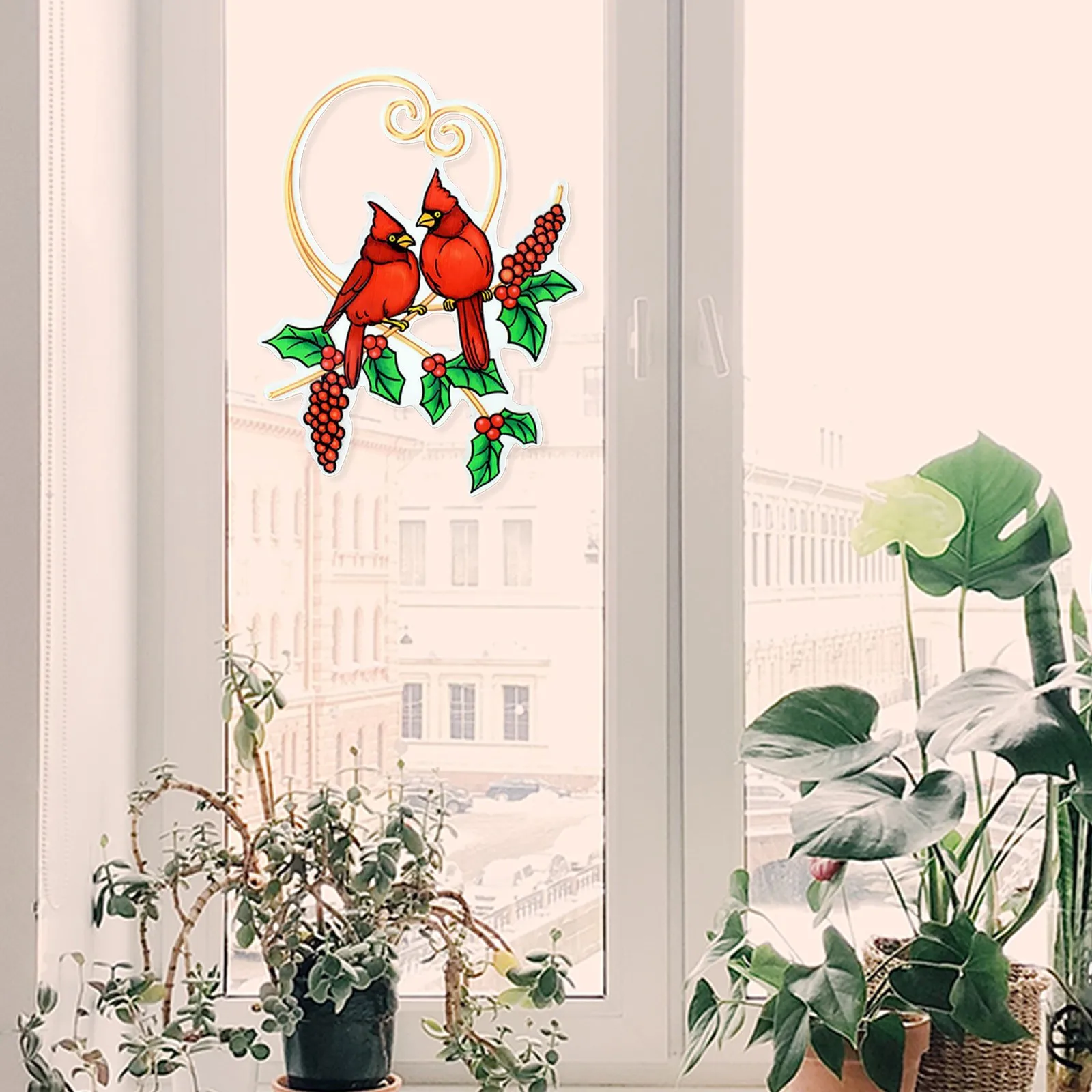 

High-end Multicolor Bird On The Branch, High-end Stained Window Decoration, Bird Series Decoration Bird Series Garden Decor