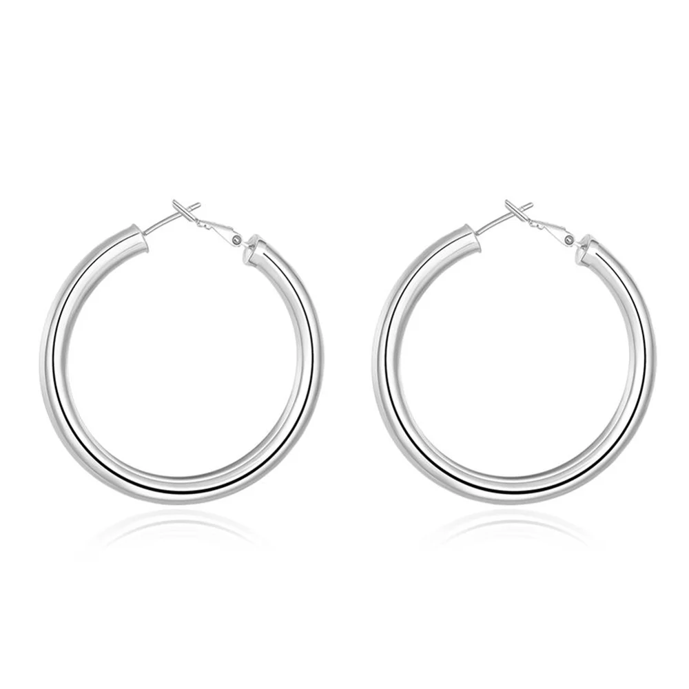 

ZEMIOR Earrings For Women Vintage Style Copper Hoop Earring Silver Plated Simple Female Fashion Jewelry Friend Gift Hot Selling