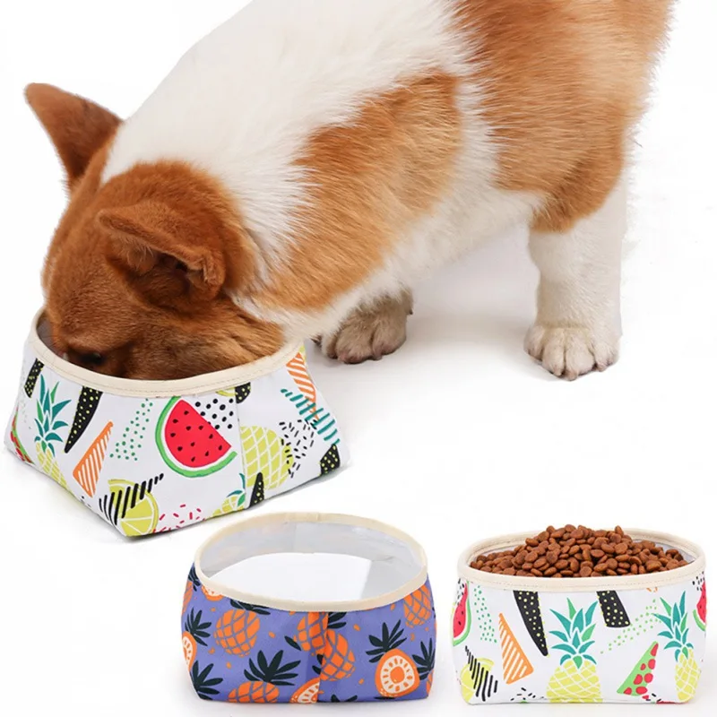

Pet Puppy Folding Polyester Bowl Outdoor Travel Portable Feeder Non-slip Durable Dishes Travel Pet Supplies