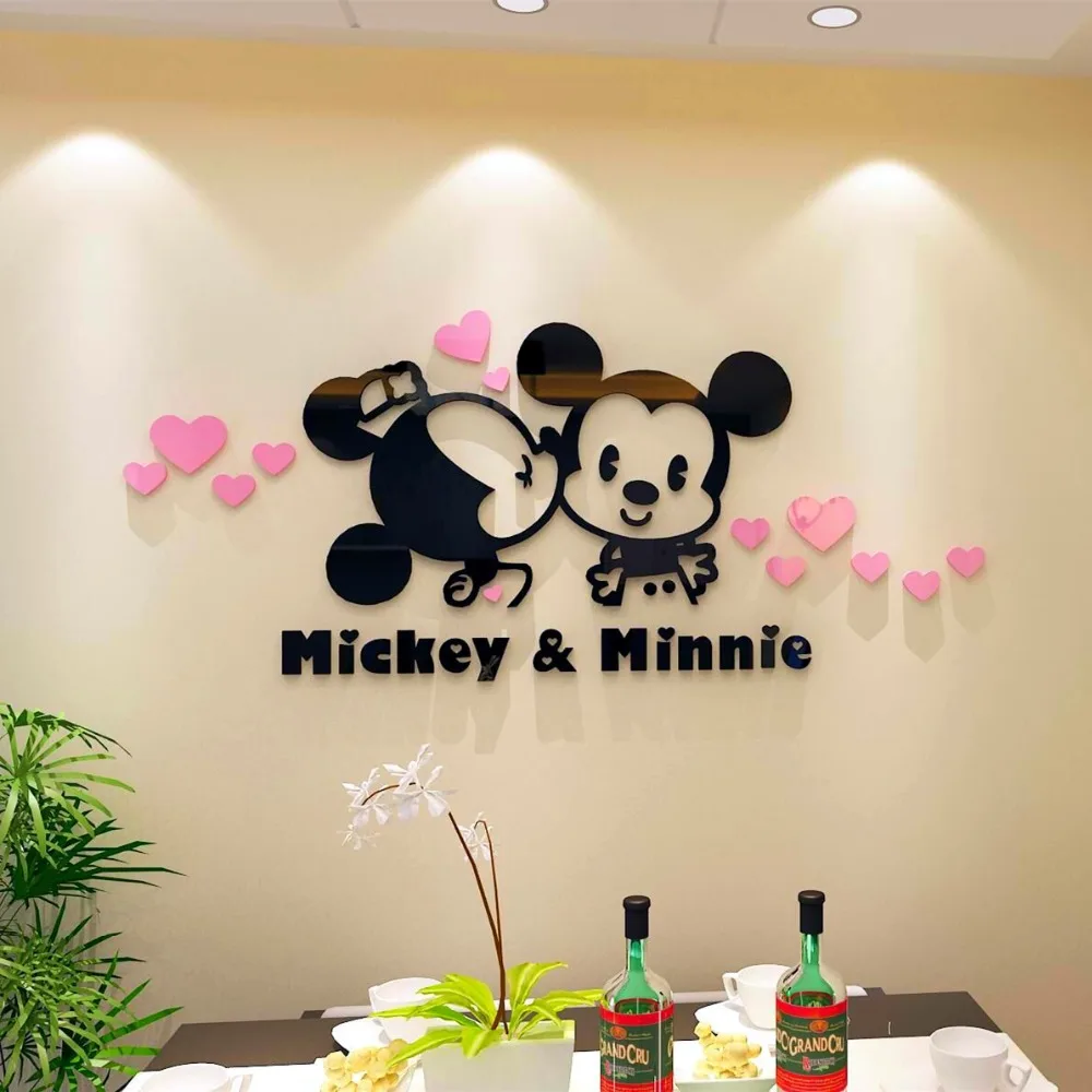 Микки и Минни Маус мультфильм Diy Хрустальная мозаика настенная наклейка в виде вышивки рукоделие для домашнего декора