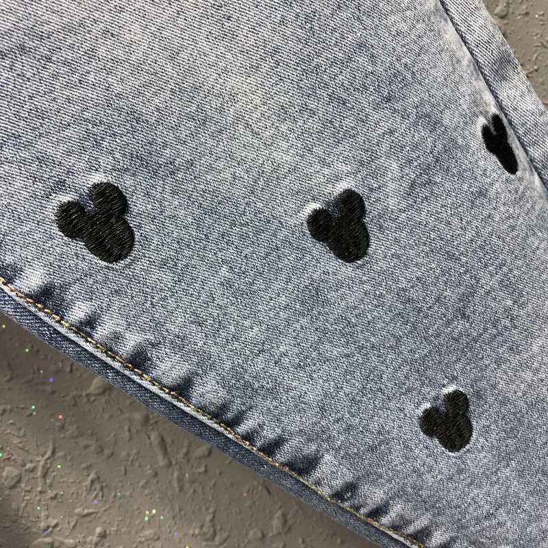 

NEW Cartoon Embroidery Jeans Pants Spring New Women's Cartoon Pattern Denim Pants Female High-waist Harem Pants Trousers