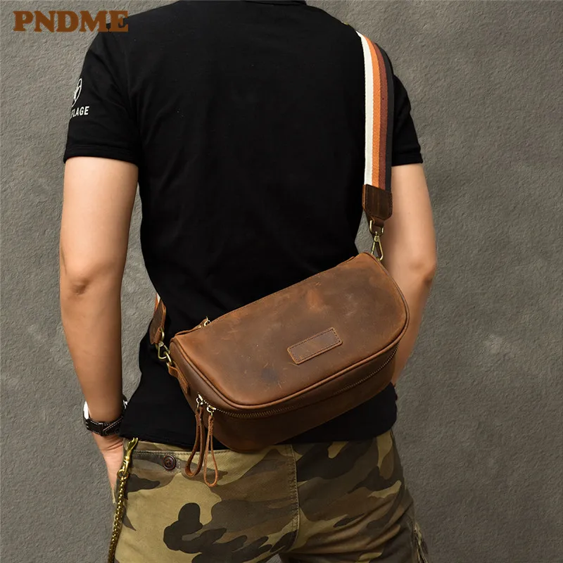 Модные повседневные мужские сумки через плечо crazy horse из воловьей кожи в стиле