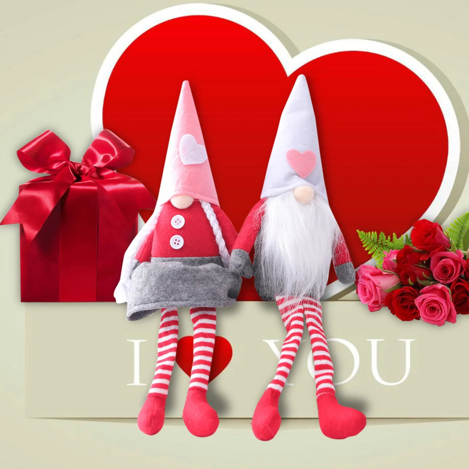 

2pc (small) Valentine's Day goblin faceless doll decor bedroom living room desktop standing posture Xmas Navidad Natal New Year