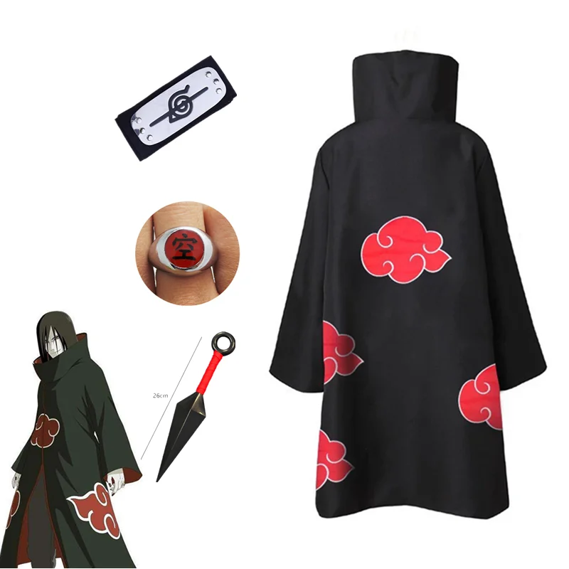 Ниндзя Для подростков с рисунком из аниме плащ Акацуки Учиха муниципальных