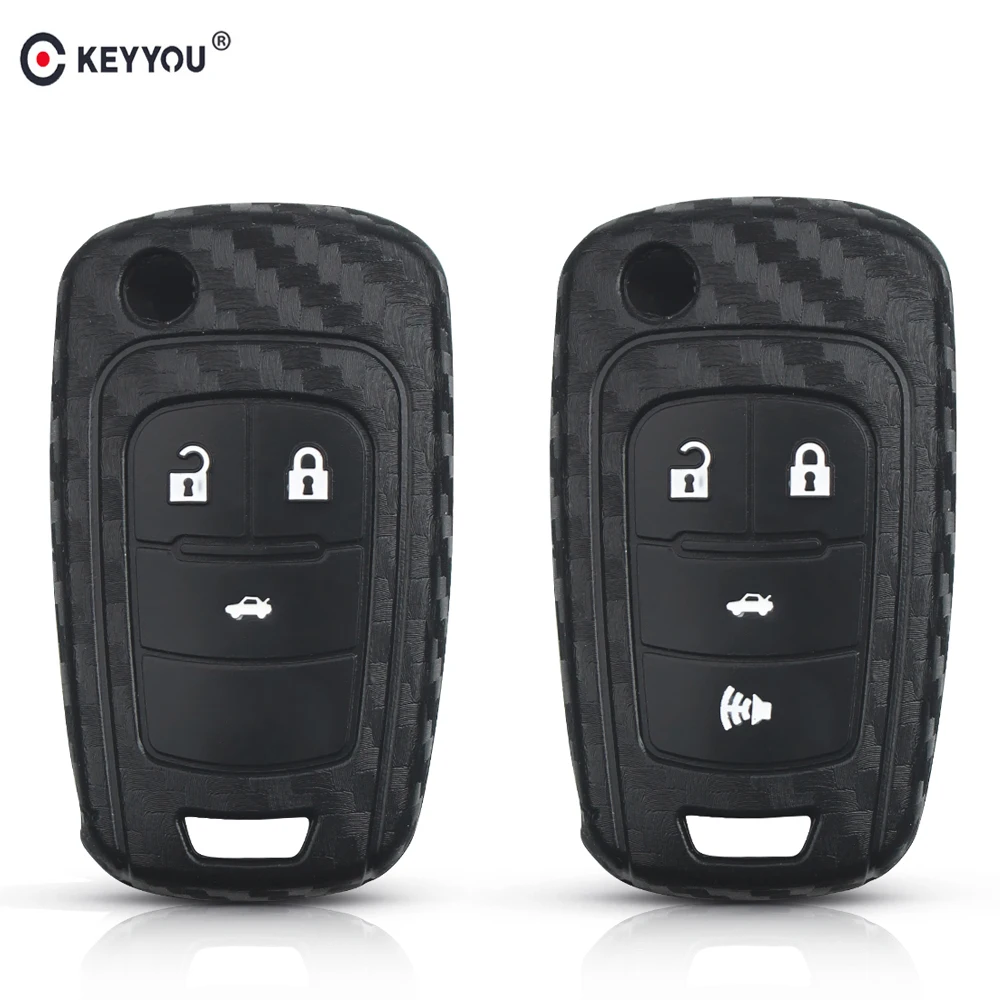 

KEYYOU Carbon Car Key Bag Case For Chevrolet Cruze Aveo Epica Lova Camaro Impala Sail For Opel VAUXHALL Zafira Antara Silicone