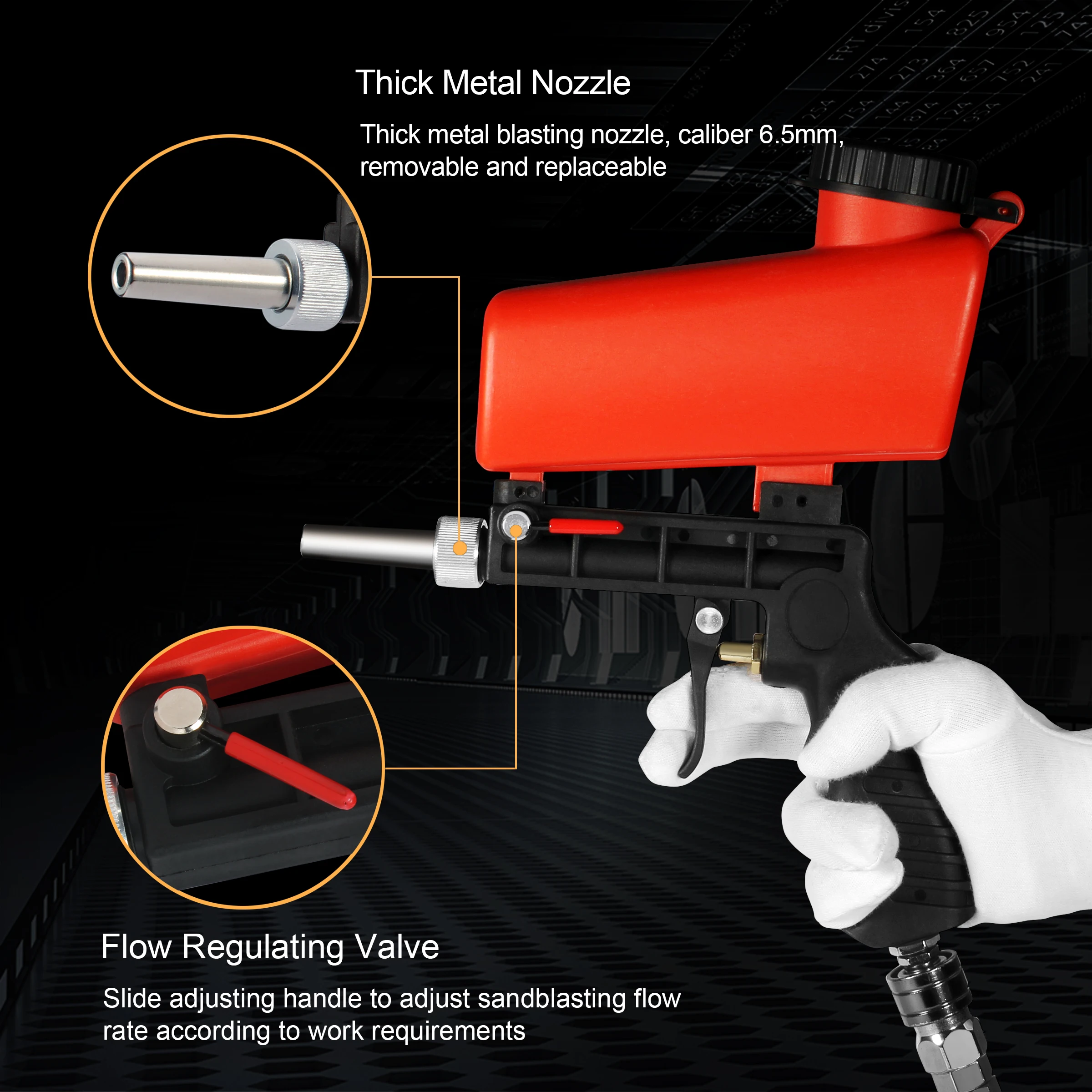 Портативный гравитационный Пескоструйный пистолет STARY 90psi пневматический