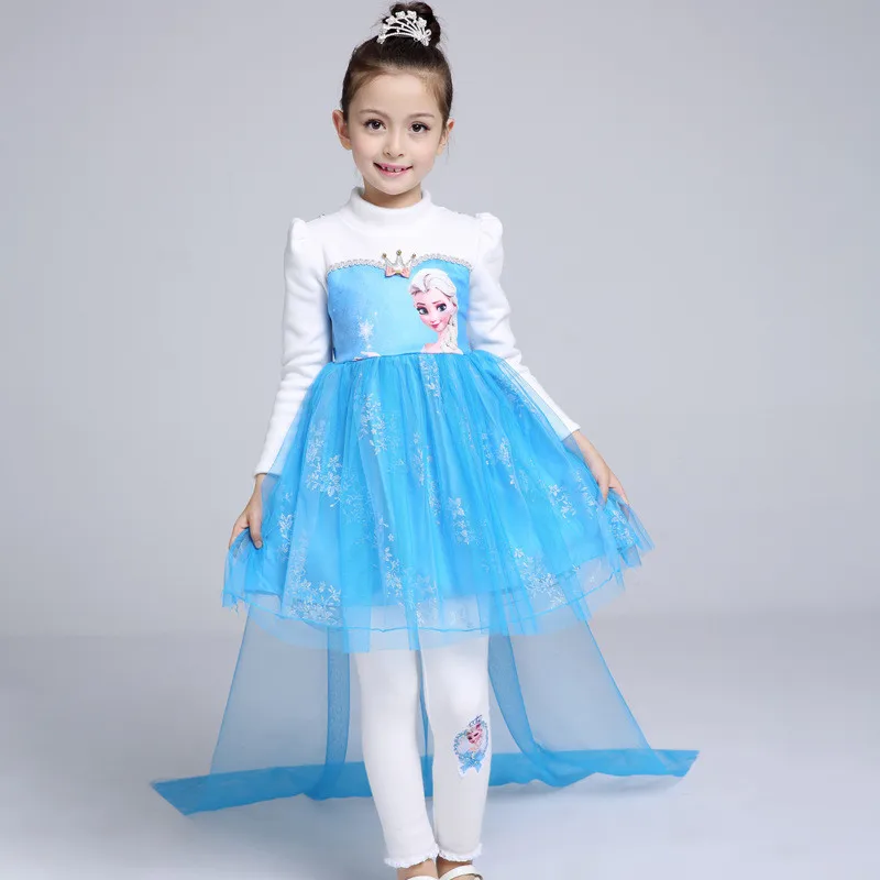 Girl Dress Kids Girls Elsa Christmas Thicken Winter Princess Dresses Toddler Teen Birthday Cosplay Tutu Clothes with Cloak 3 6 8 | Детская