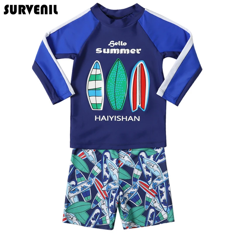 Rashguard/комплект из двух предметов для мальчиков UPF50 купальный костюм с длинными