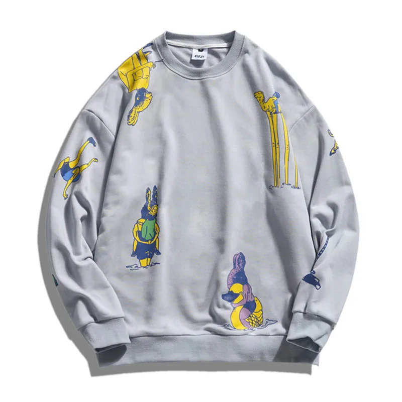 

Animal Graffiti Printed Hoodies Men Harajuku Japanese Men's Hip Hop Sweatshirts Casual Streetwear Sweatshirt Male Hoodies Homem