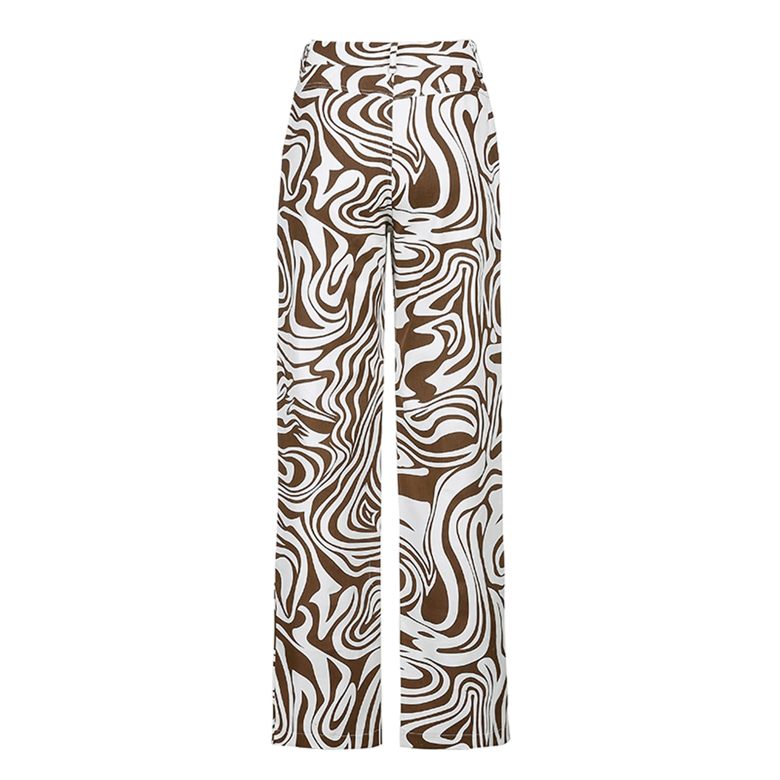 

Ladies Loose Cotton Straight-Leg Striped Printing Thin Casual Pants Summer High-Waist Sports Leisure Loose Straight-Leg Pants