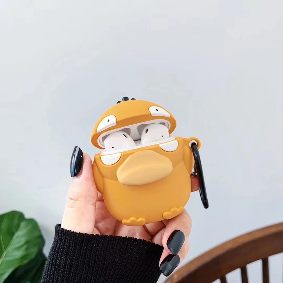 3D чехол для наушников для Airpods, чехол, милый силиконовый чехол с изображением собаки утки из мультфильма для Apple Air pods 2, наушники/Earpods, чехол, брелок, кольцо