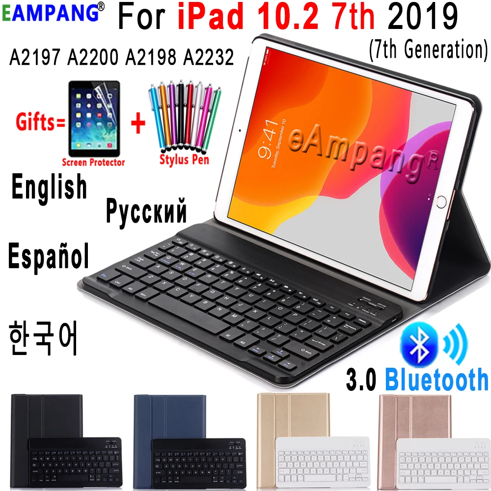 Чехол с Bluetooth клавиатурой 3 0 для iPad 10 2 чехол Apple 7 го поколения A2200 A2198 A2197 русская