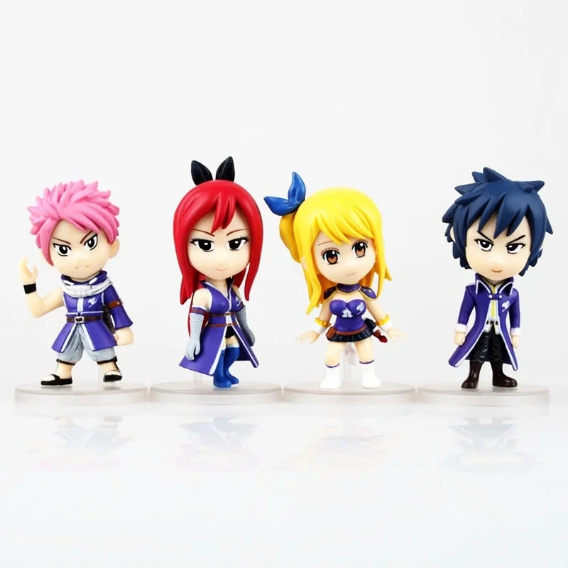 Аниме 4 шт./компл. Сказочный хвост Natsu Erza Scarlet Gray Fullbuster Люси сердфилия Q версия ПВХ