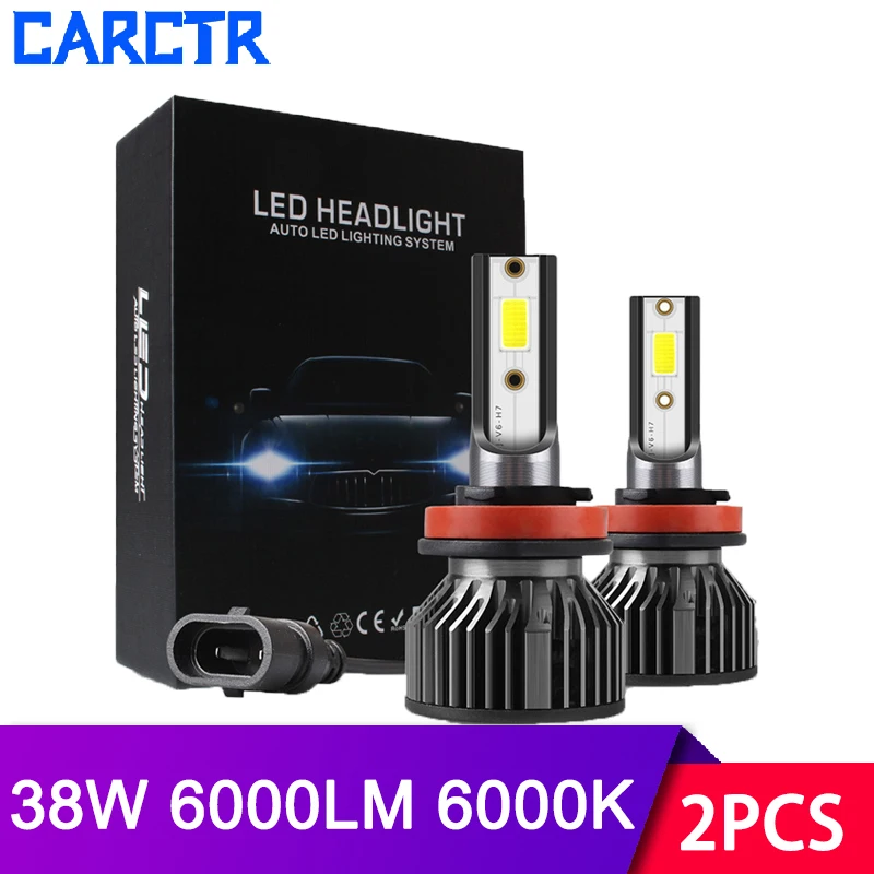 CARCTR светодиодный налобный фонарь для автомобиля Bombilla H7 H4 9003 H11 H1 супер яркий 6000K