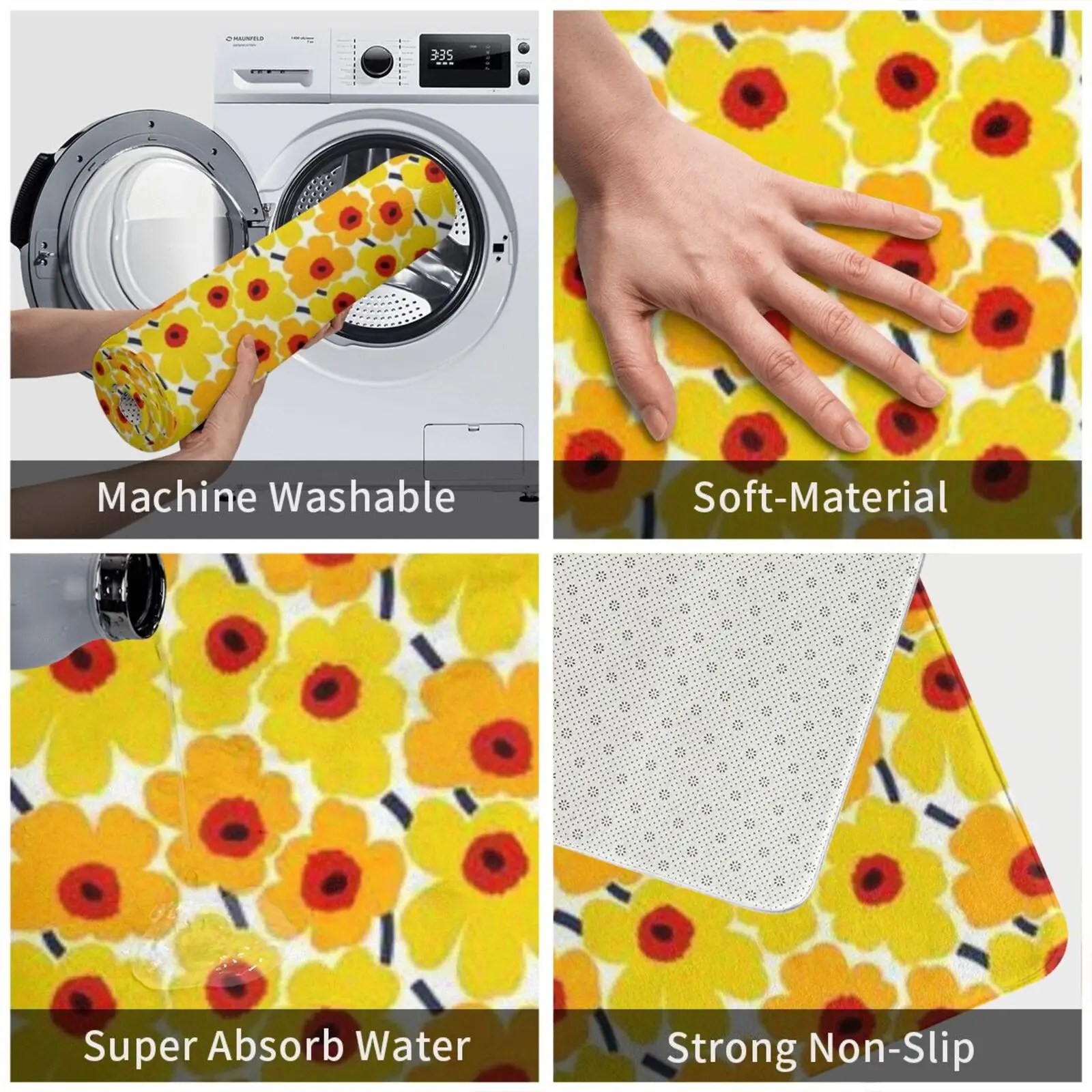 Коврик с цветочным дизайном мягкий нескользящий коврик белый скандинавский