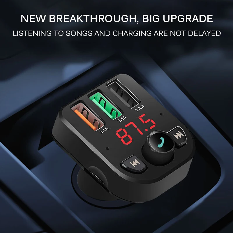 Быстрая зарядка FM передатчик Bluetooth цифровой экран автомобильный комплект ЖК MP3