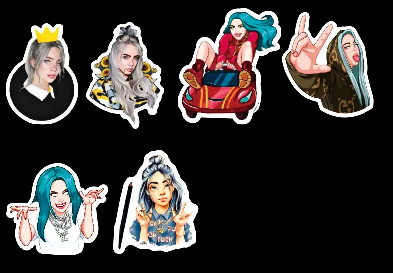 50 шт. Billie Eilish стикер s пакет водонепроницаемый для на чемодан DIY ноутбук гитара скейтборд прекрасный певец мультфильм стикер