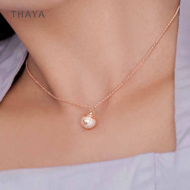 Thaya настоящее Серебро s925 желудь ожерелье 45 см покрытое 18 К розовым золотом