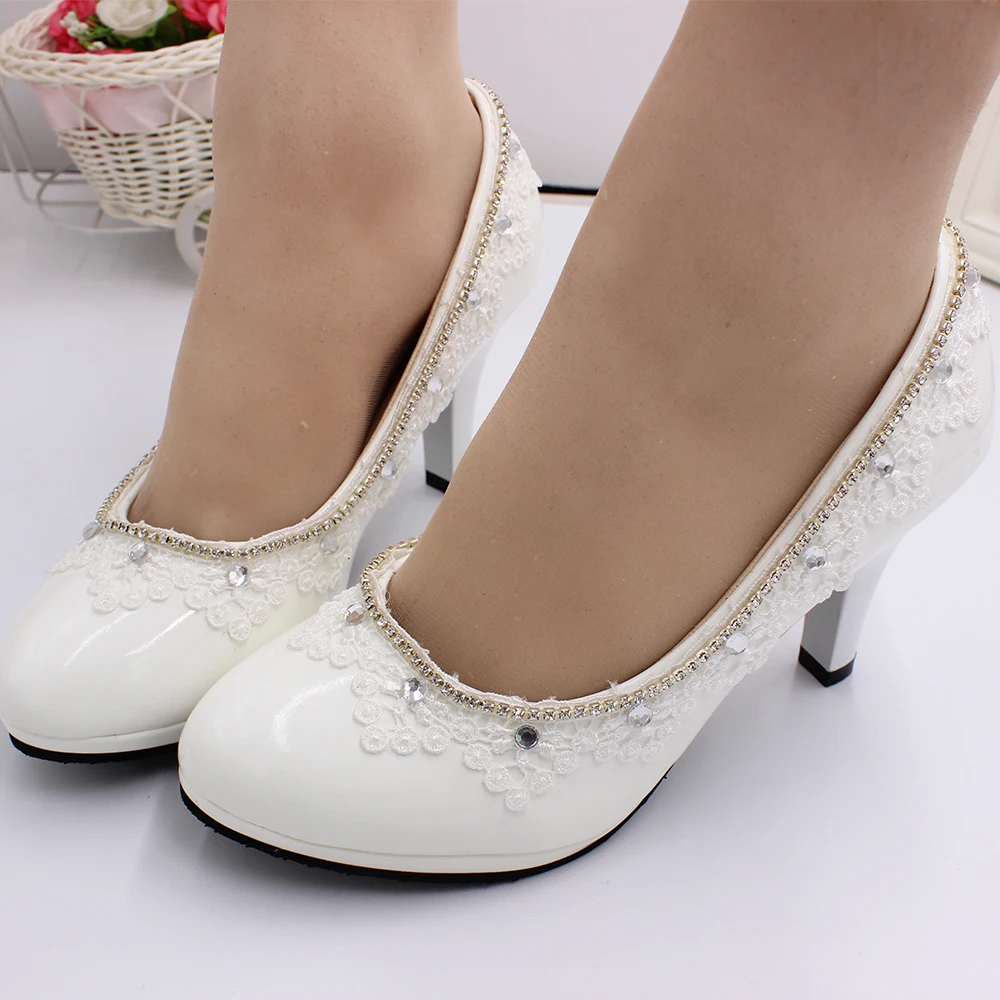 

XingchenmaoWhite high-heeled wedding shoes for ladies Made in China New Bridesmaid Shoes Shoes Shoes PU for ladies BH151