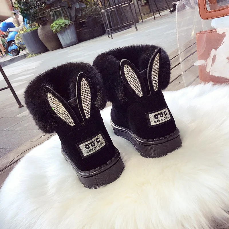 

Ladies Winter Snow Boots Velvet Padded Shoes Fur Outdoor Boots Pure Color Casual Warm Shoes New 2021 New Women Shoes