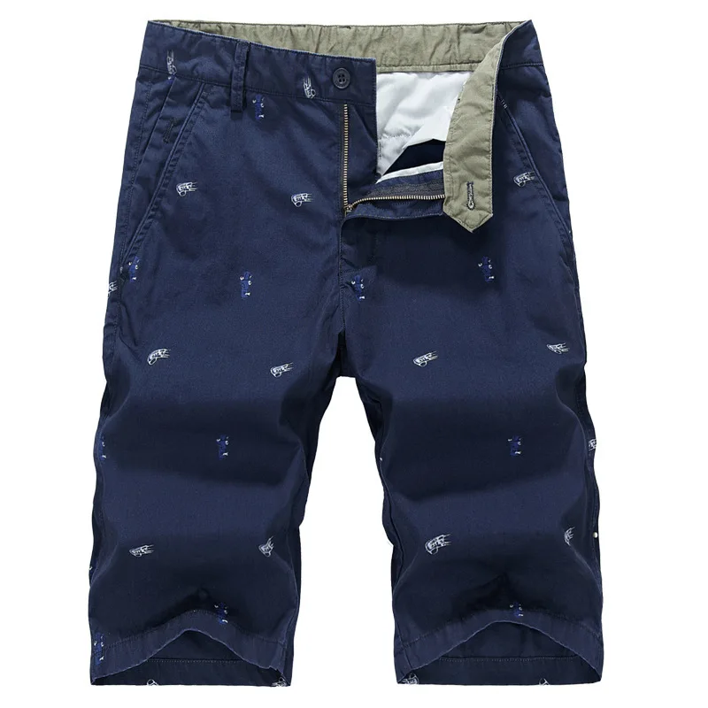 Шорты мужские повседневные с принтом свободные пляжные штаны хаки болотный цвет