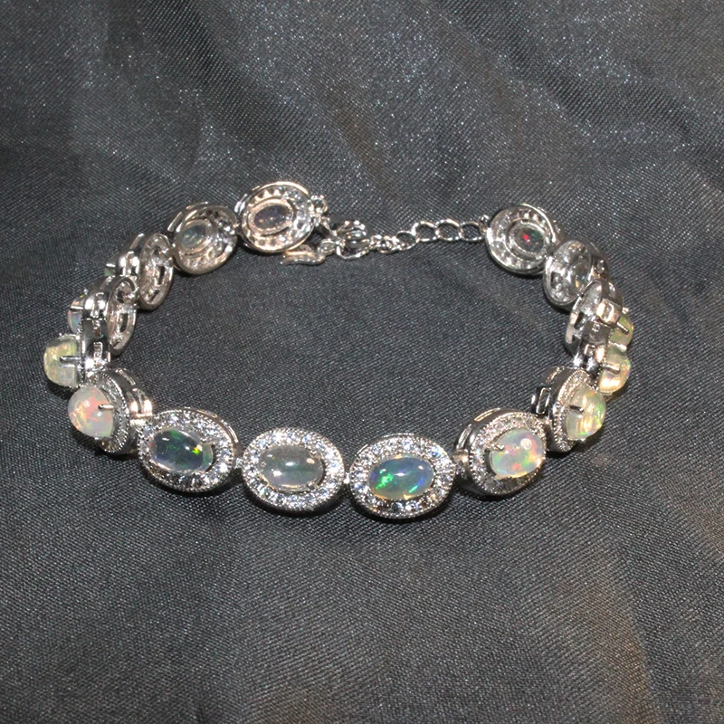 Классический Серебряный браслет с опалом 7 5 карат 15 шт. натуральным из