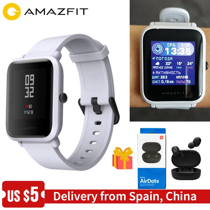 [Официальный] Смарт-часы Xiaomi Amazfit bip для мужчин и женщин Huami amzfit bip SmartWatch Bluetooth сердечного ритма 45 дней в режиме ожидания IP68+ gps
