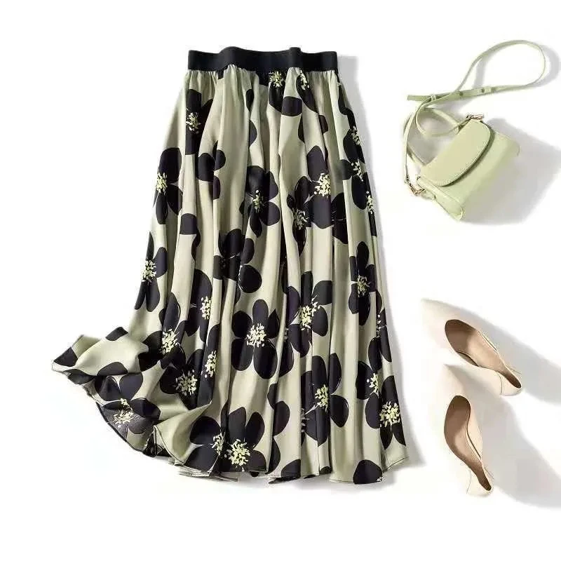 Свободная юбка с завышенной талией женская летняя 2021 воздушная обтягивающая