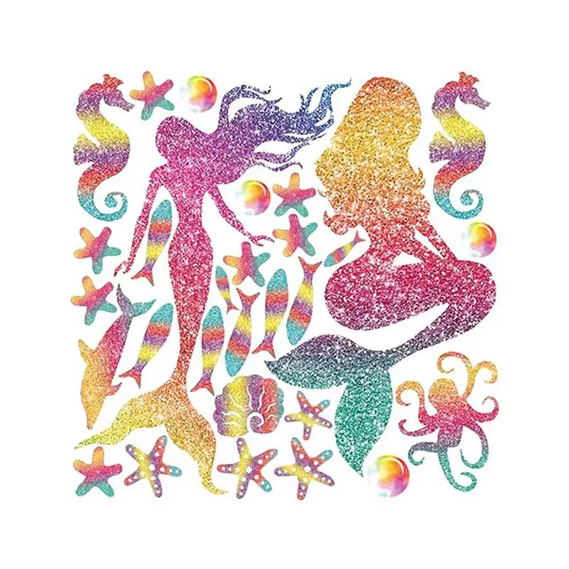 1 шт. настенная наклейка в виде русалки блестящая красочная на стену милое