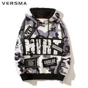 VERSMA хип-хоп Уличная одежда с камуфляжным принтом; Мужские толстовки с капюшоном и свитшоты Осенняя обувь в японском стиле Харадзюку BF толстовка с капюшоном Прямая поставка