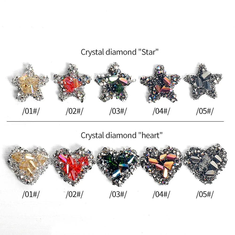 

Net Red Japanese Style Nail Rhinestone Crystal Diamond Five-pointed Star Heart-shaped Nail Art Decoration Manicure Accessories