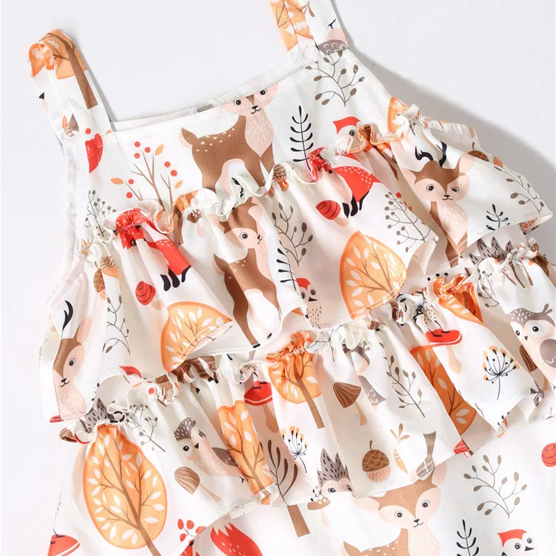 New Baby Girl Dress 2020 Summer Kids Sleeveless Braces Dresses Girls Cotton Print Floral Princess Children Casual Clothing | Детская