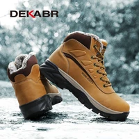 dekabr men high quality genuine leather boots male winter casual motorcycle ankle boots men lace up boots fashion men boots
