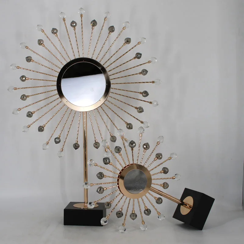 

Luxury crystal metal mirror gifts home decoration crafts table ornaments